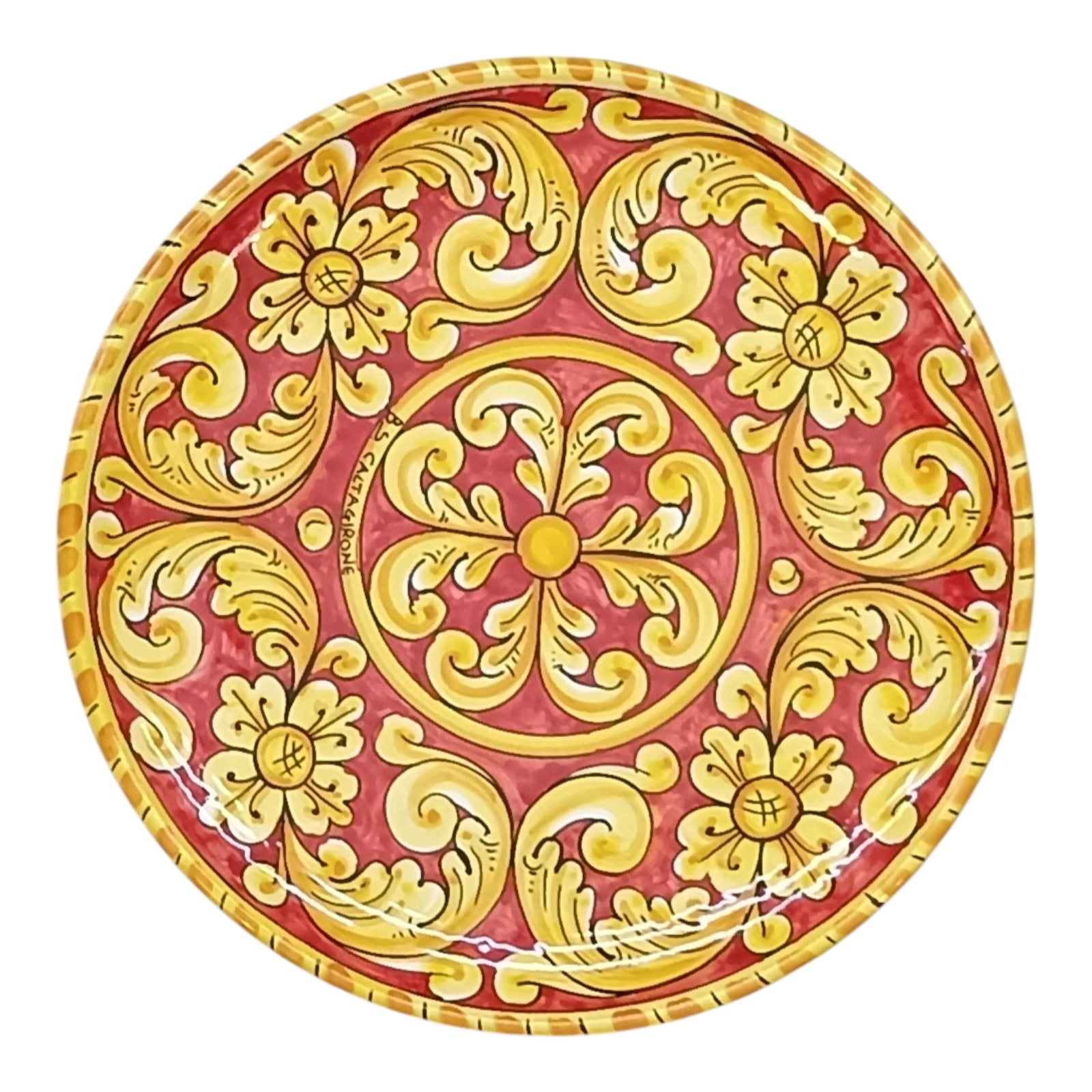 vassoio in maiolica siciliana dipinto a mano a Caltagirone