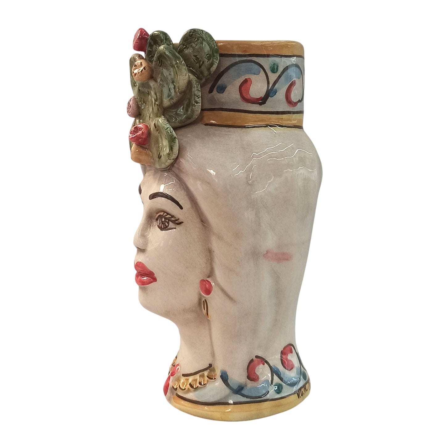 Vaso siciliano fatto a mano in ceramica di caltagirone