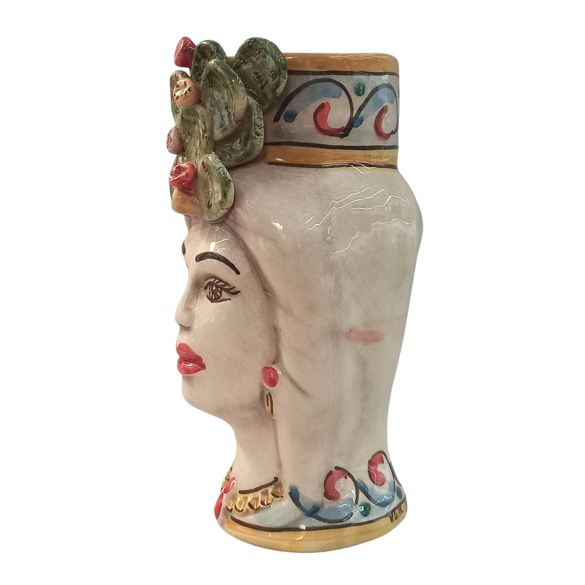 Vaso siciliano fatto a mano in ceramica di caltagirone