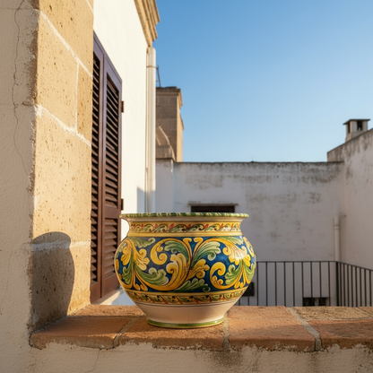 vaso decorato in ceramica siciliana