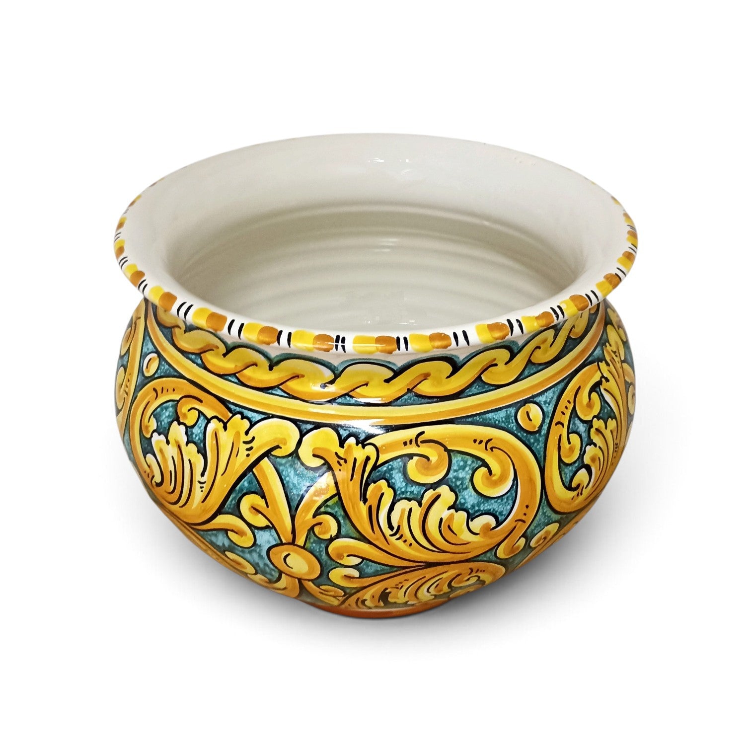 majolica plant holder from caltagirone
