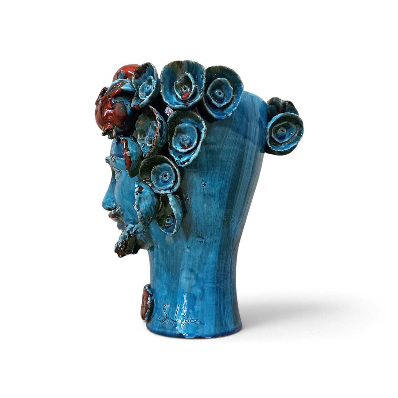 original plant holder in sicilian majolica