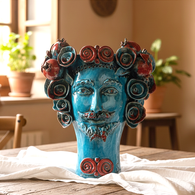 modern ceramic head made in sicily