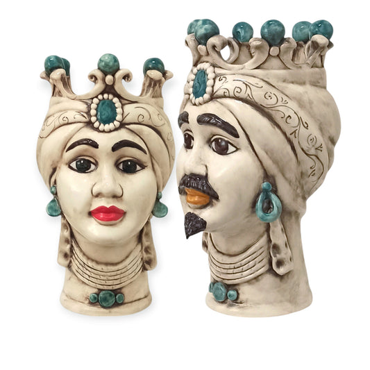 Coppia teste di Moro ceramica Caltagirone 