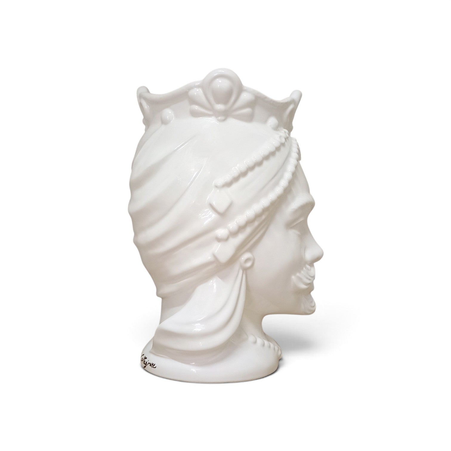 white head in majolica from caltagirone