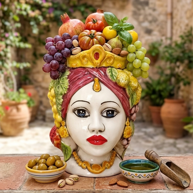 traditional vase head in sicilian ceramic