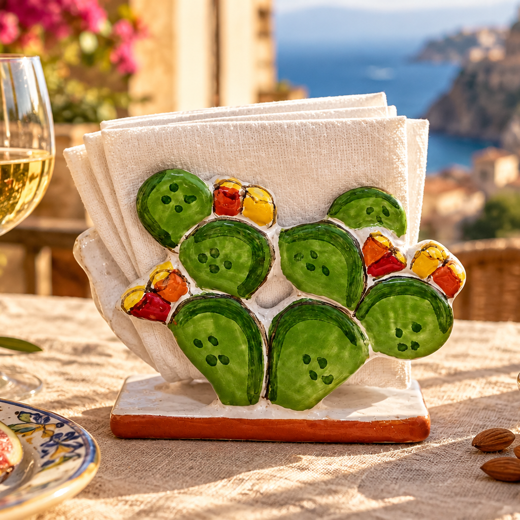 napkin holder in sicilian majolica