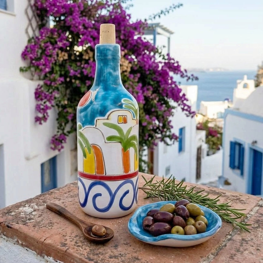 sicilian ceramic oil cruet