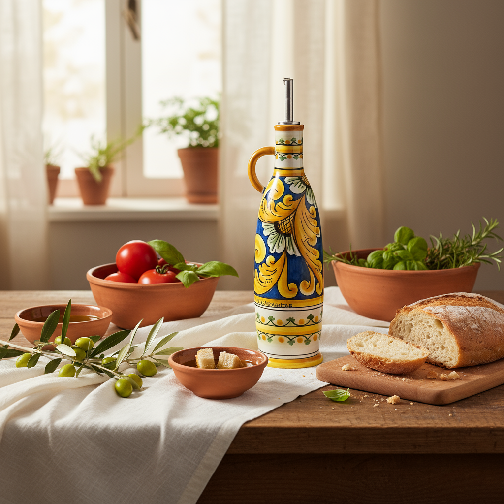 Oliera da tavolo in maiolica di Sicilia 