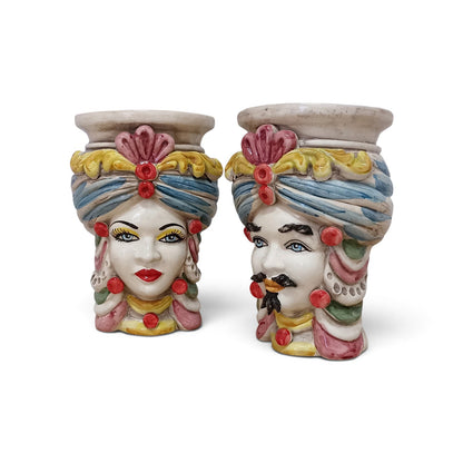 pair of traditional sicilian ceramic moors head
