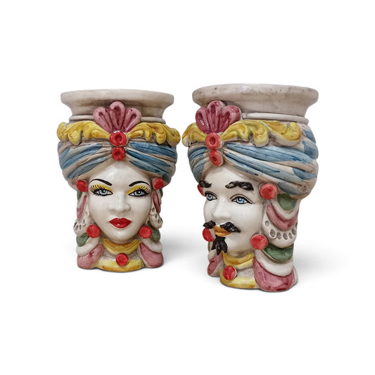 pair of traditional sicilian ceramic moors head