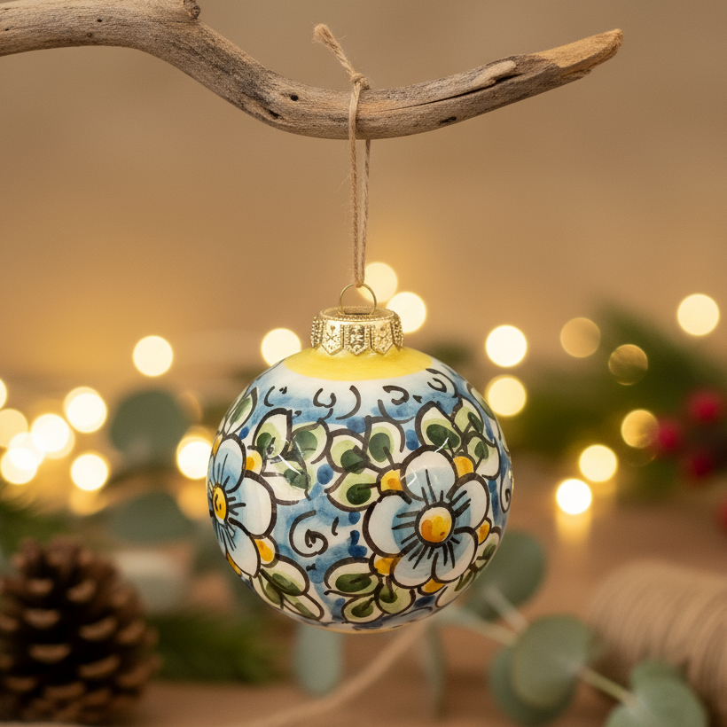 pallina natalizia in maiolica di sicilia