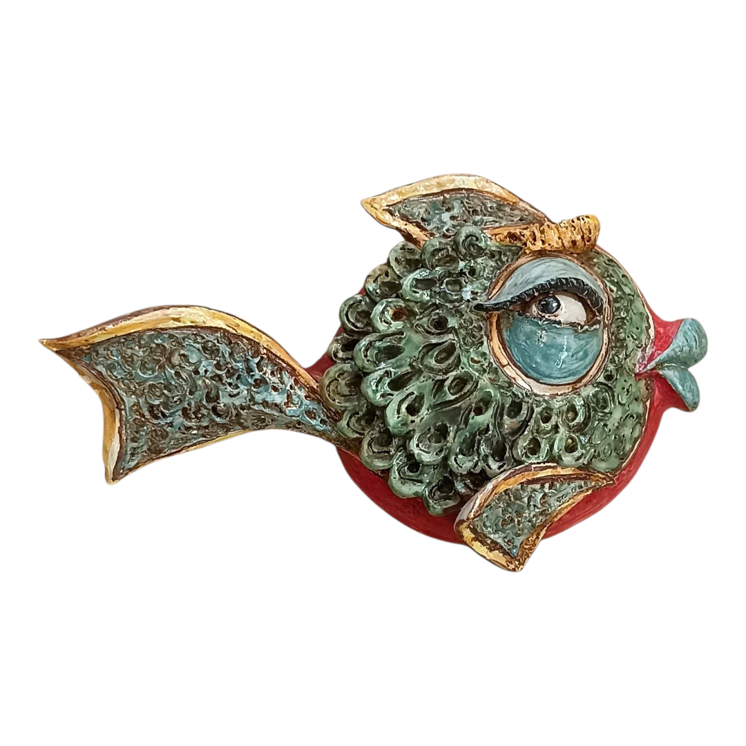 pesce in maiolica decorato a mano