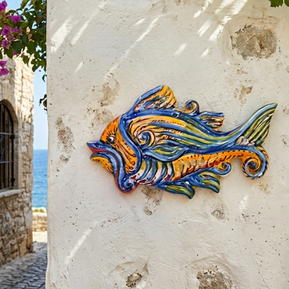 pesce in maiolica da parete