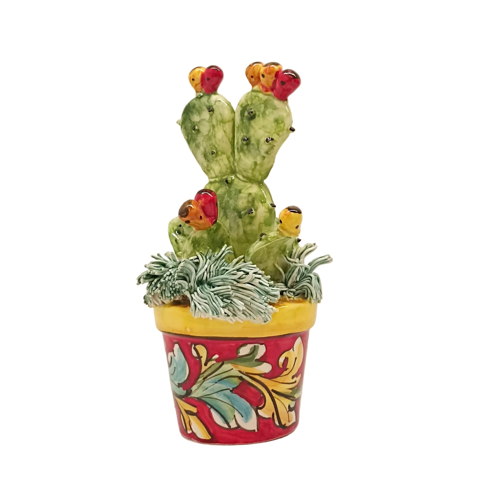 pianta cactus in maiolica di siciliana