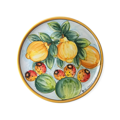 piatto ceramica di Caltagirone decorato a mano
