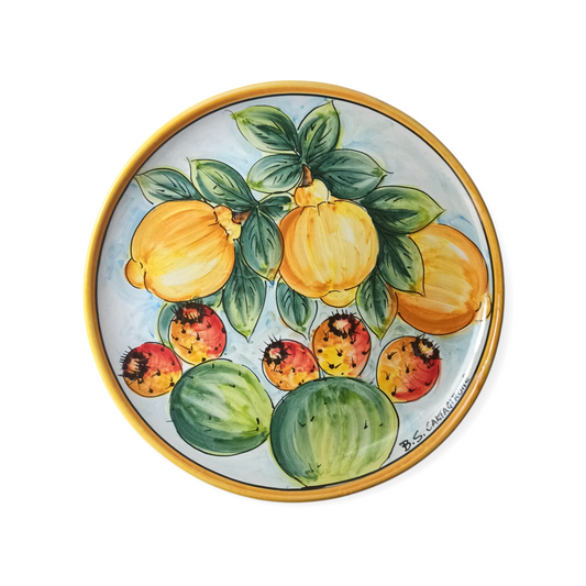 piatto ceramica di Caltagirone decorato a mano