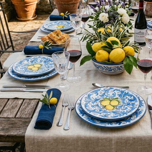 servizio di piatti in maiolica di caltagirone