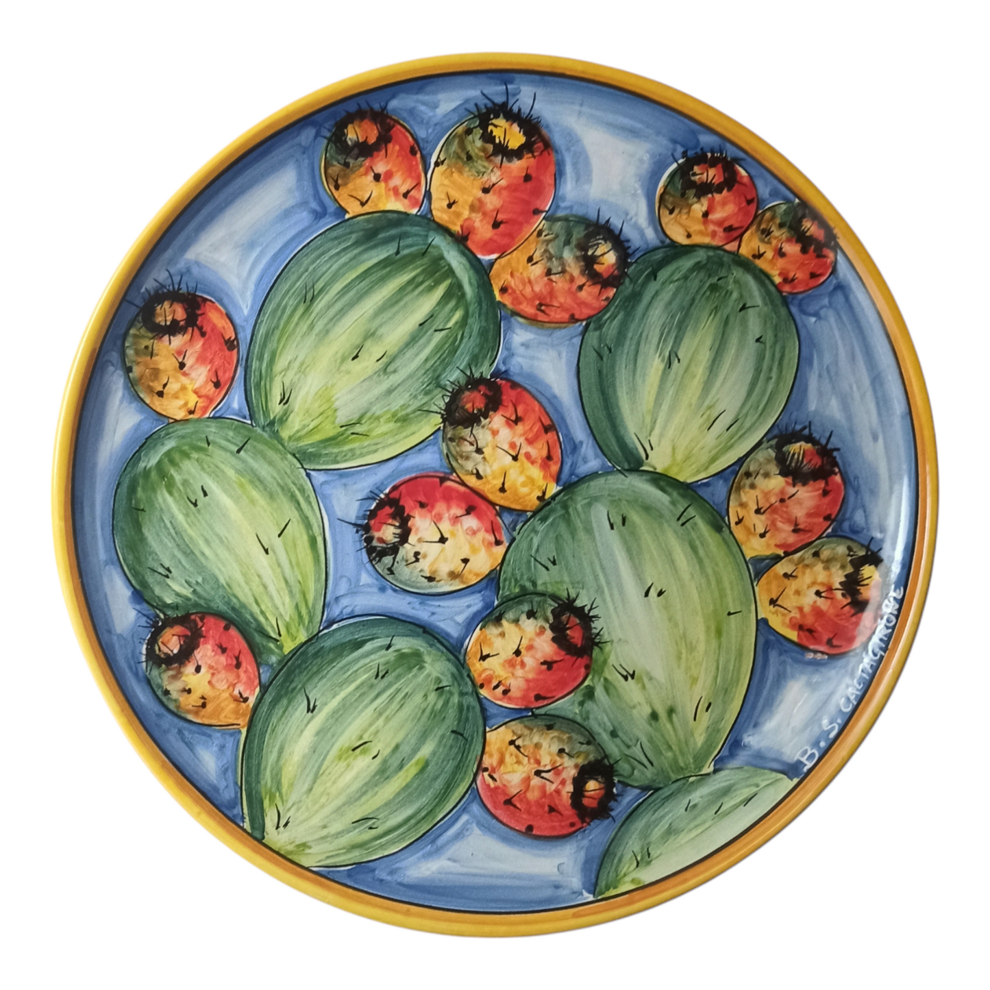 Piatto in Ceramica Siciliana di  Caltagirone Decoro Ficodindia