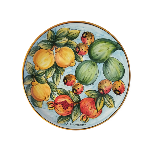 piatto ceramica di Caltagirone con limoni