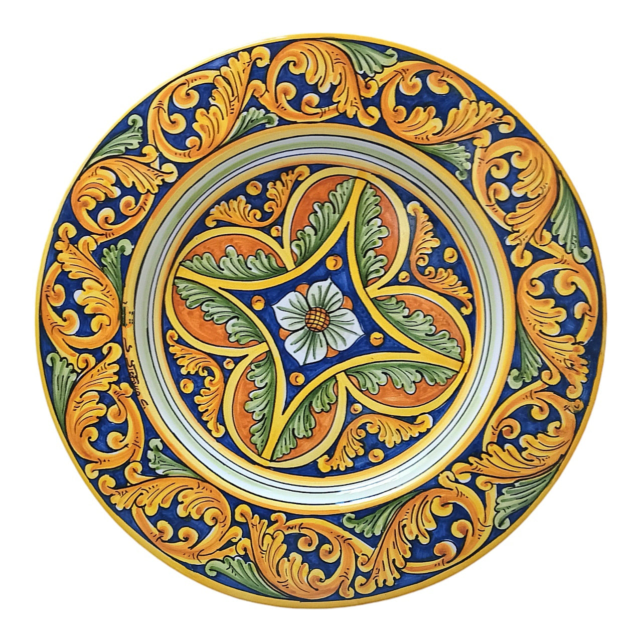 piatto in ceramica di caltagirone decorato a mano