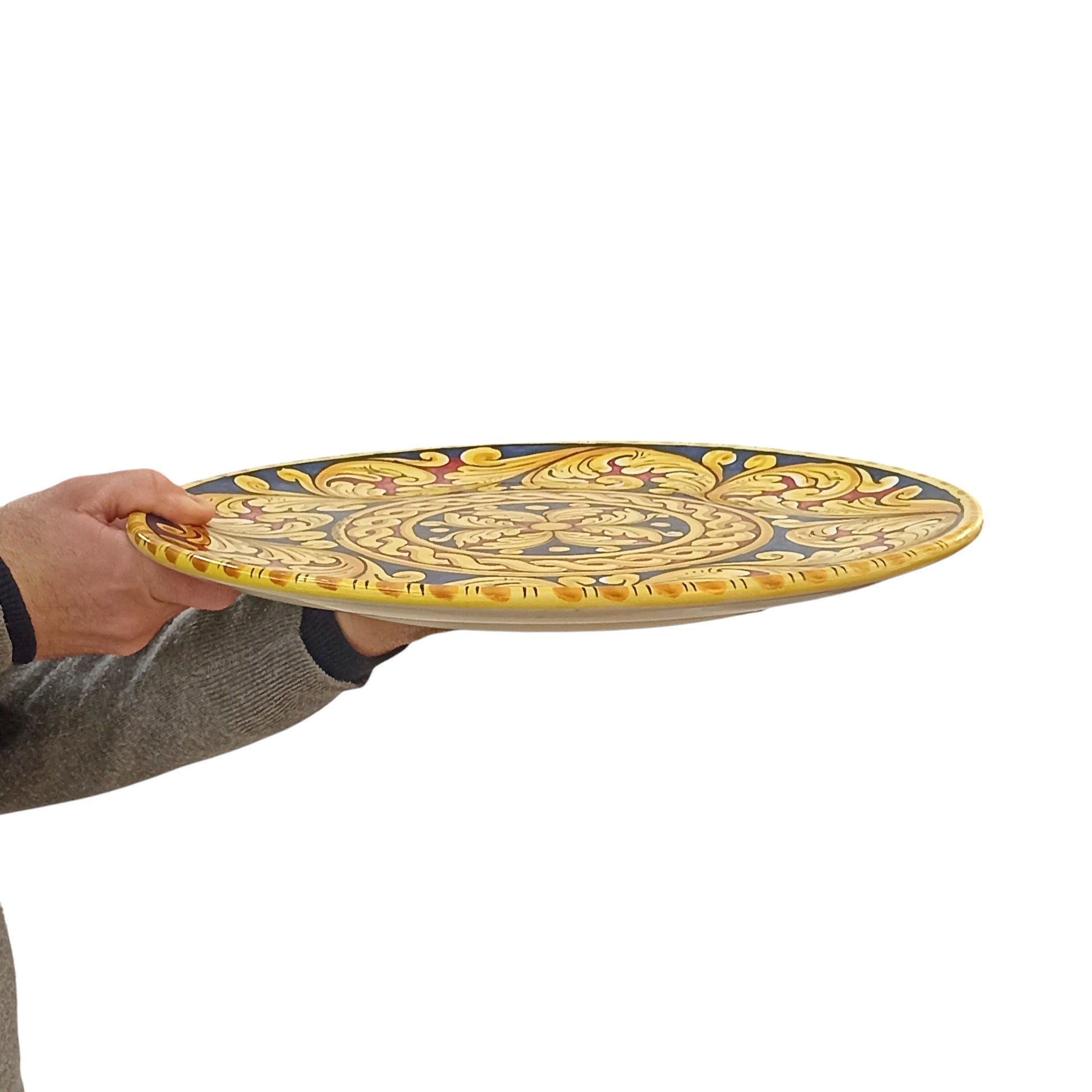 Vassoio da portata in ceramica di Caltagirone dipinto a Mano