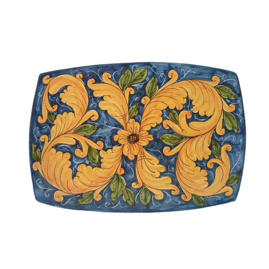 centrotavola in ceramica siciliana decorato a mano
