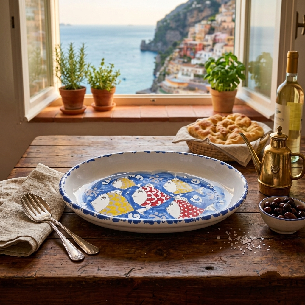 piatto in maiolica per la tavola