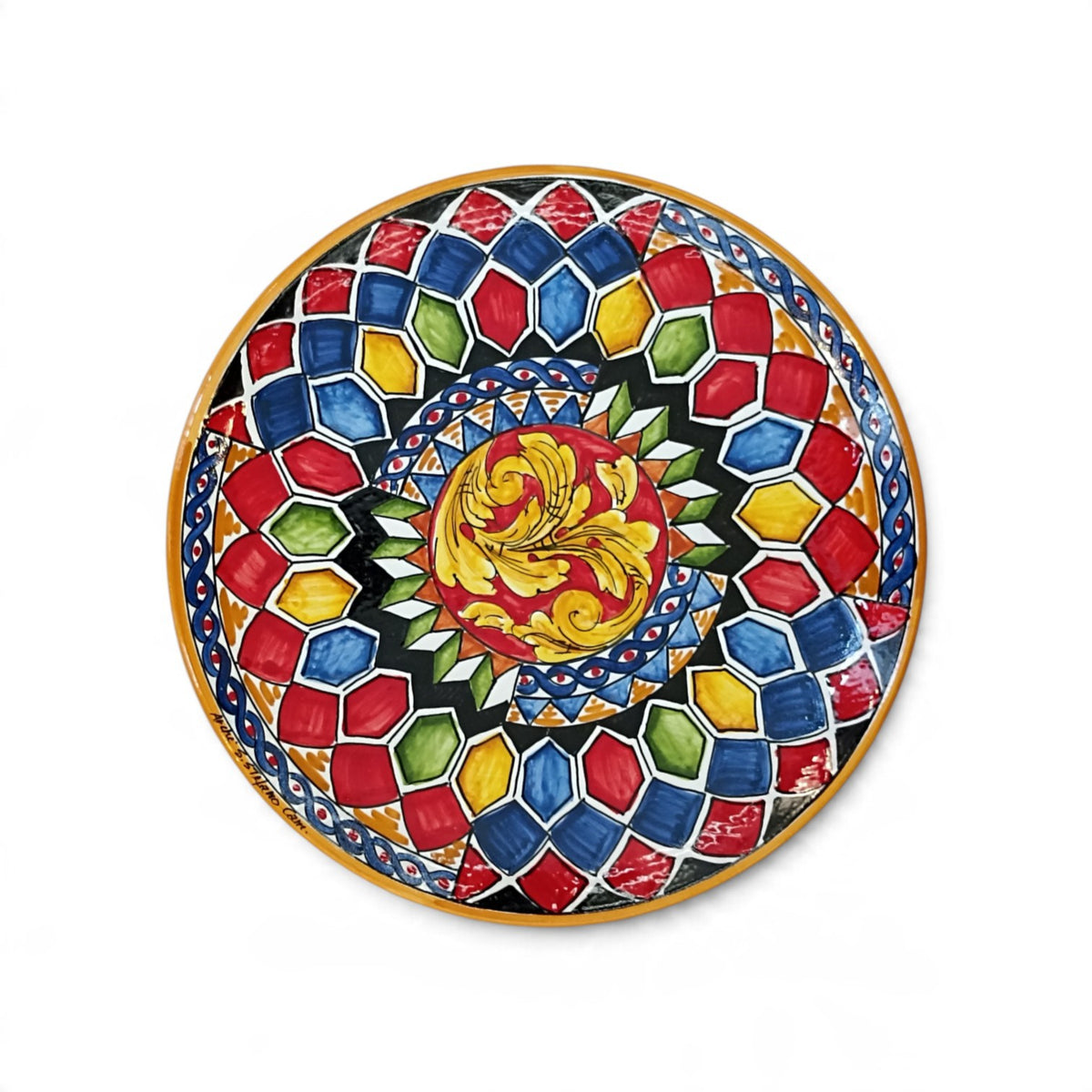 piatto siciliano in ceramica decorato a mano