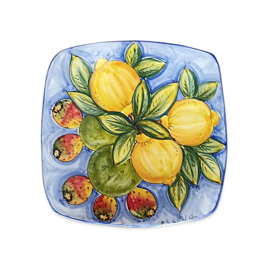 vassoio quadrato da portata in maiolica