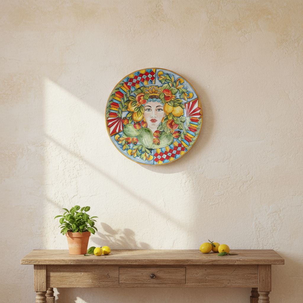 piatto ornamentale artigianale maiolica siciliana