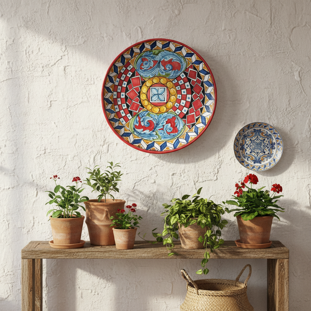 vassoio in maiolica da appendere