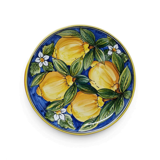piatto in maiolica con limoni