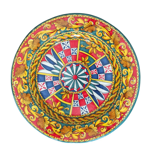 piatto decorato carretto in maiolica siciliana