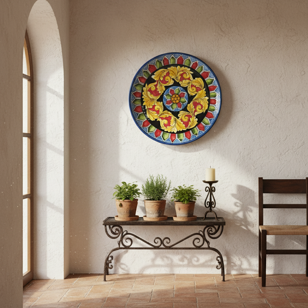 piatto ceramica decoro carretto siciliano 