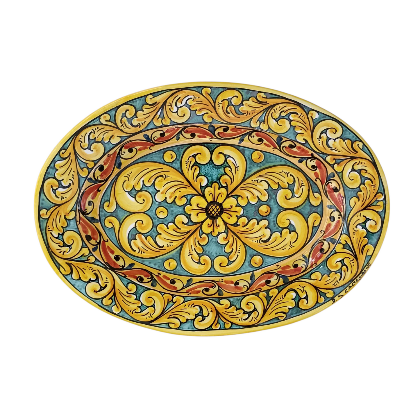 piatto in maiolica di caltagirone ovale