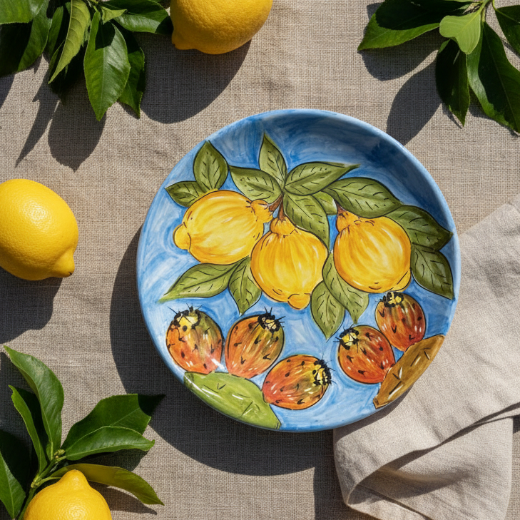 piatto siciliano in maiolica per la tavola