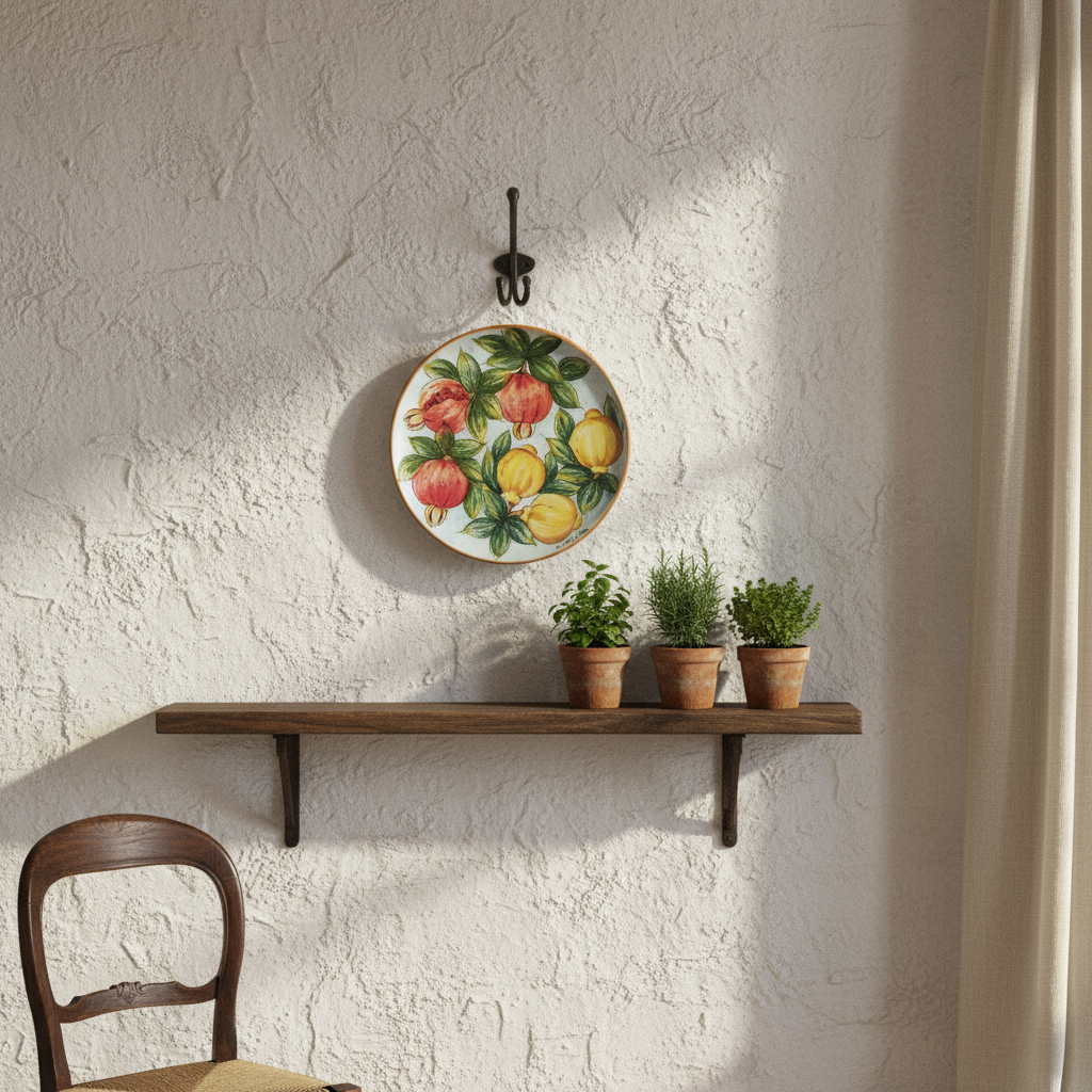 piatto con frutta maiolica siciliana