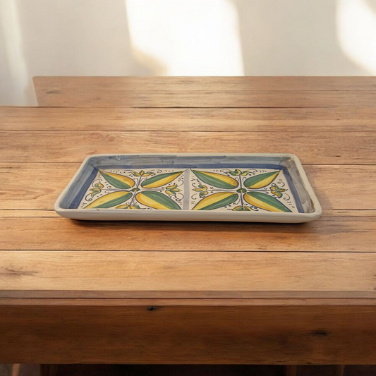 vassoio rettangolare in ceramica siciliana 