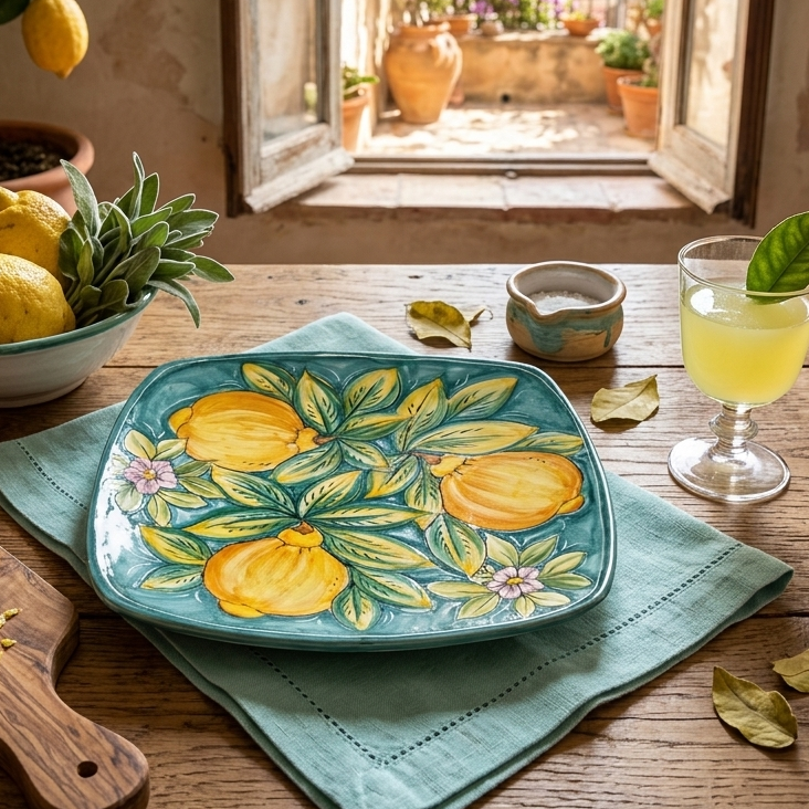 piatto decorato in ceramica siciliana 