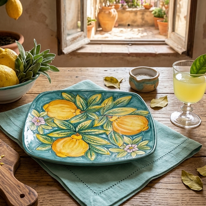 piatto decorato in ceramica siciliana 
