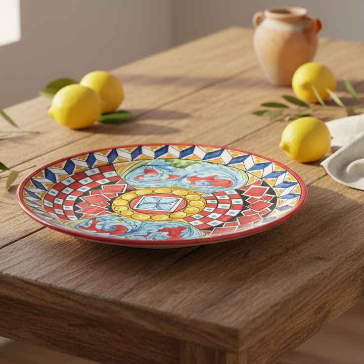 piatto in ceramica decorato a mano