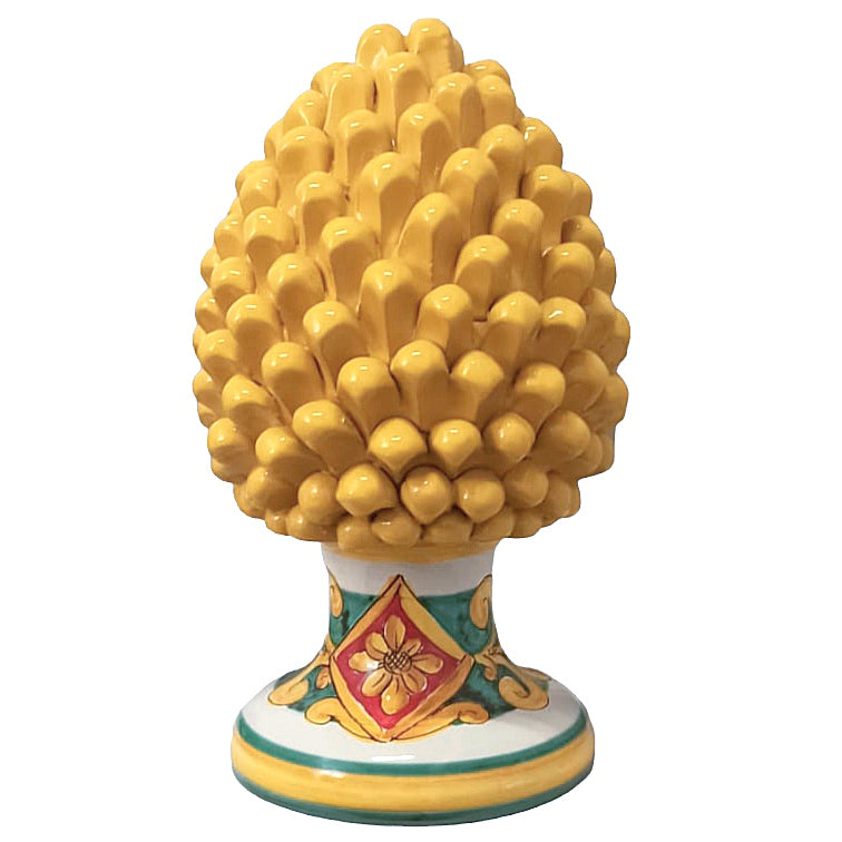 Sicilian Yellow Ceramic Pine Cone Decorated