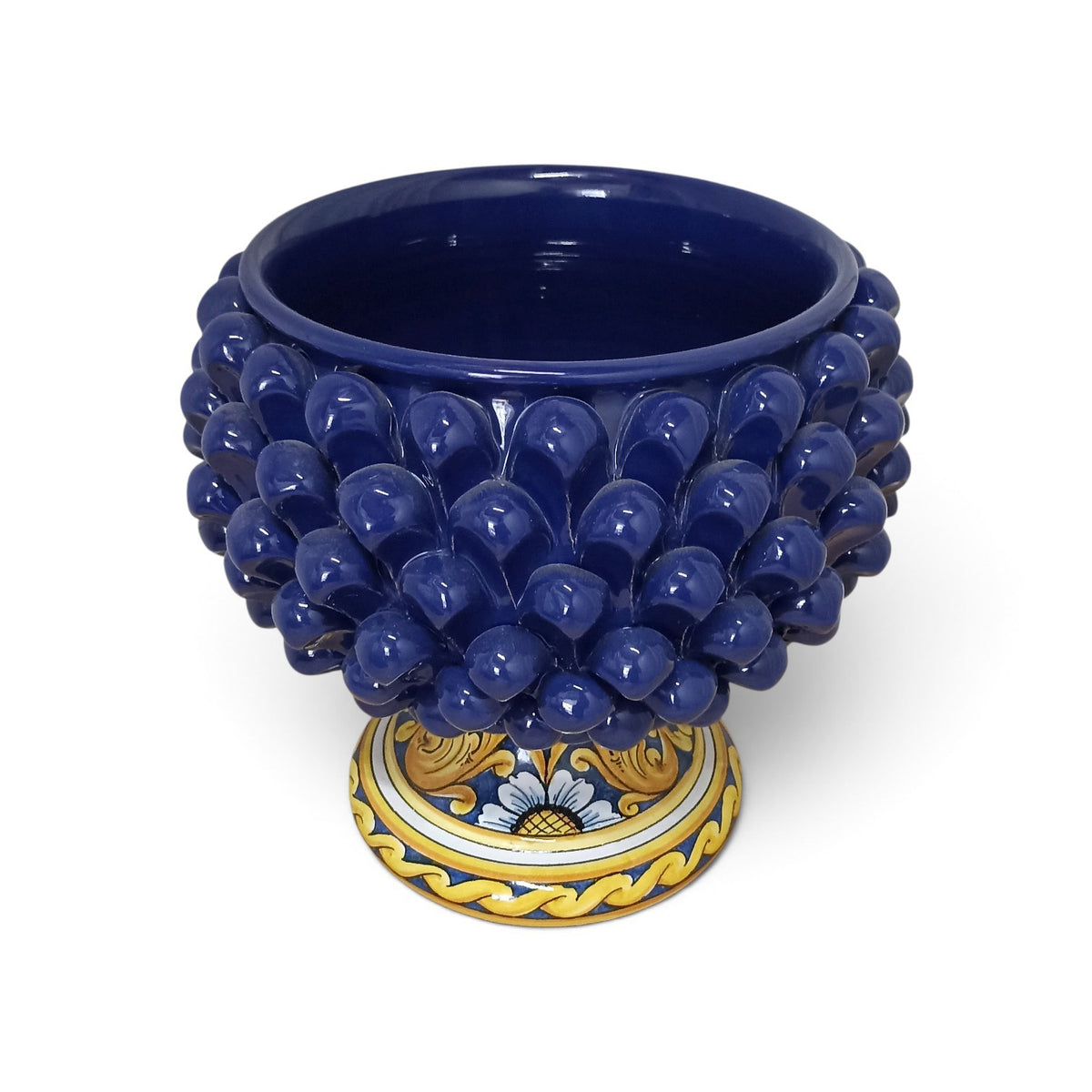 vaso pigna blu in maiolica