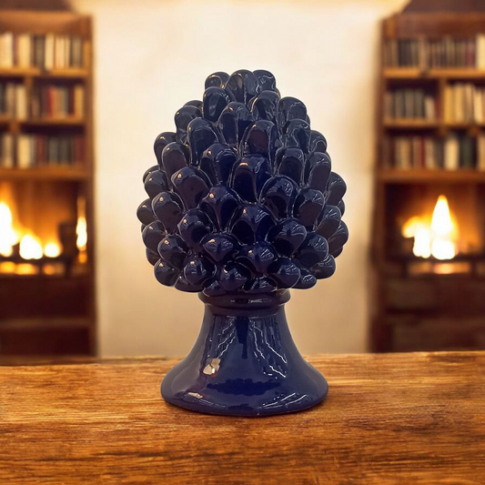 pigna blu cobalto in ceramica