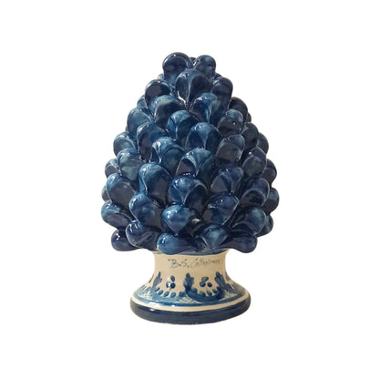 pigna in ceramica siciliana decorata blu antico