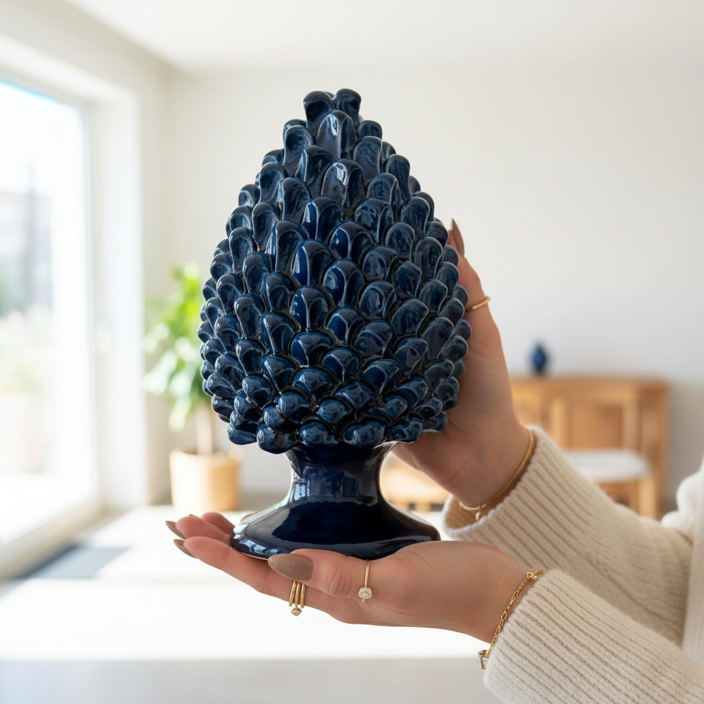 pigna blu in ceramica siciliana 