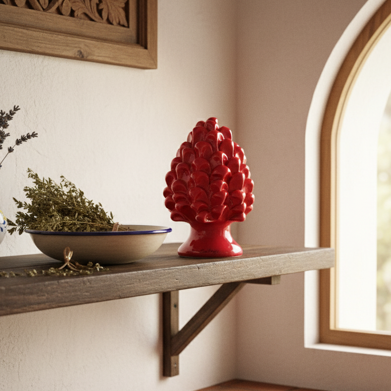 pigna in ceramica di caltagirone rossa