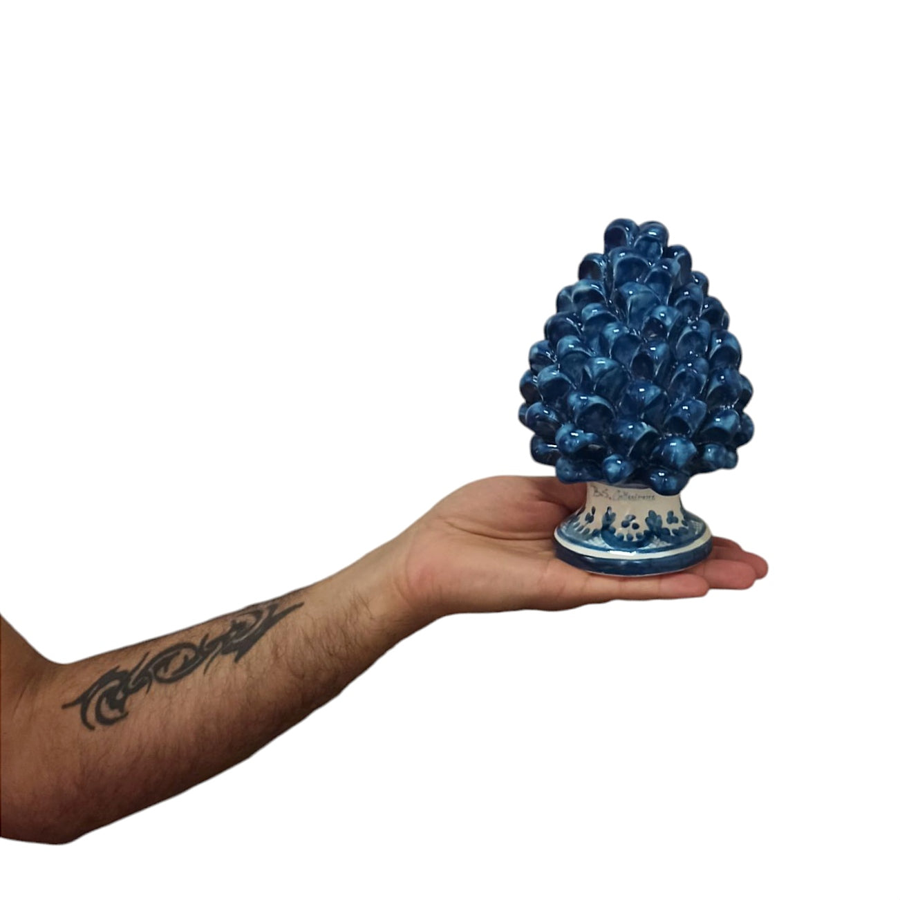 pigna porta  fortuna in ceramica siciliana blu