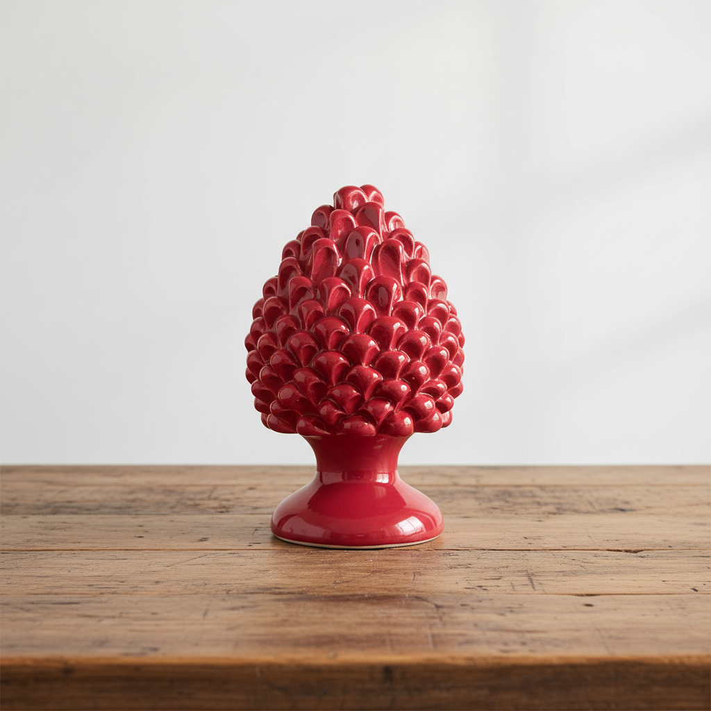 pigna in maiolica siciliana rossa